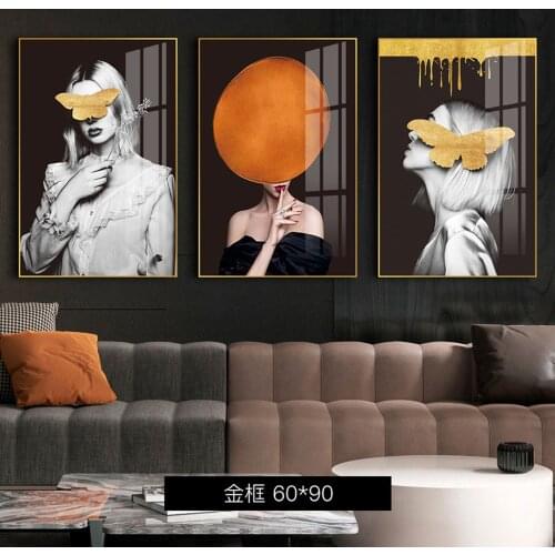 Modern Cover Face Wall Art Posters And Prints Gold Sexy Woman Canvas Paintings Abstract Nordic Art Wall Decorative Pictures