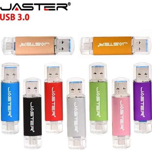 JASTER OTG 3.0 USB Flash Drive 128GB 64GB 32GB 16GB 8GB Fast speed Pen Drive for Smart Phone/laptop Over 10PCS Free Custom Logo