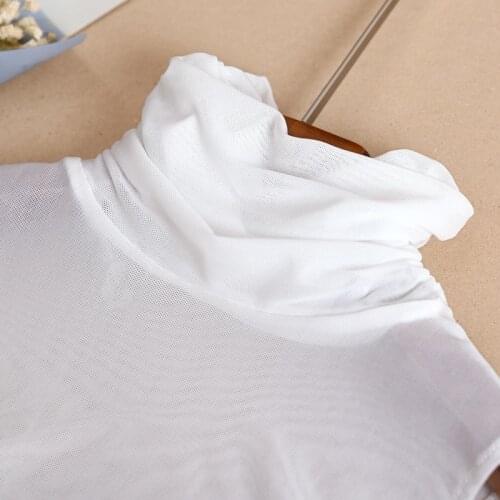 Women White Black Turtleneck Fake Collars for Women Sweater Blouse Stand-up False Collar Solid Color Pullover Detachable Collar