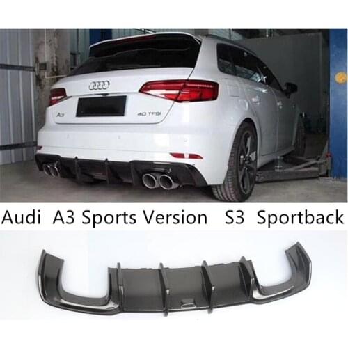 For Audi A3 S3 Sportback 2017 2018 2019 2020 Carbon Fiber Rear Diffuser Lip Spoiler High Quality Bumper Car Accessories
