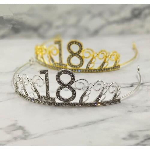Anniversary Birthday 16/18/20/30/40th Silver Rhinestone Tiara Crown Headband Happy Birthday Crown Birthday Crown For Women