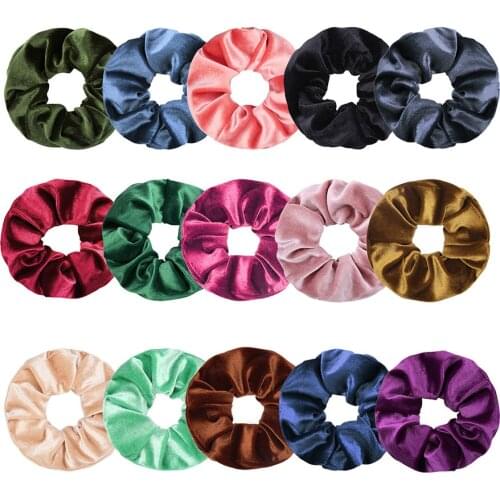 15 Pcs/Lot Velvet Scrunchies Pack for Women Elastic Hair Bands Girls Scrunchies Headwear Hair Ties Set Accessories 2019 VERVAE