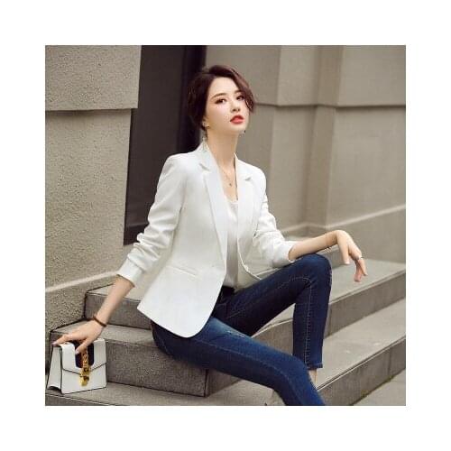 New Autumn Winter Women Professional Warm Suit Single Button Notched Office Lady Womens Blazers Long Sleeve Plus Size 4xl Black