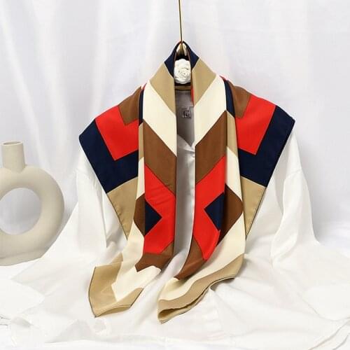 Floral Women Square Silk Scarf Hijab Large Foulard Femme Bandanas Wraps Luxury Travel Hair Ribbon Pashmina Headwear For Ladies