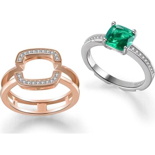 GW Artificial Sapphire Sterling Silver Womens Ring S925 Vintage Elegant Rings Fine Jewelry Womens Gift Classic Style