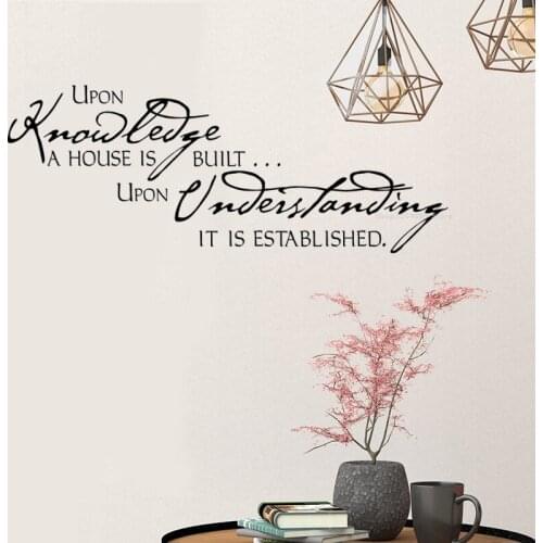 Upon Knowledge A House Is Built Quote Wall Sticker Upon it is established Quote decals Decor Living Room bedroom mural DG193