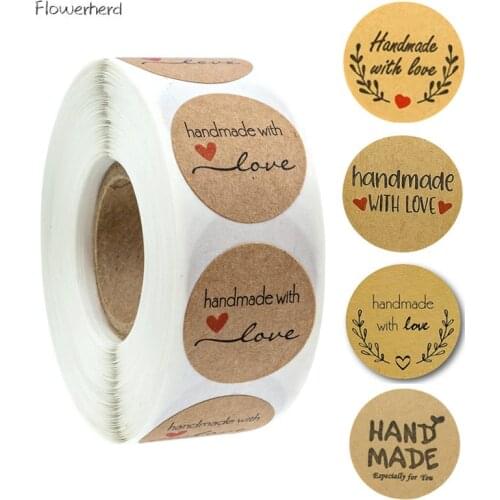 1 Inch Kraft Paper Baked Diy Hand-made Roll Self-adhesive Label Sticker Christmas Scrapbooking Craft Stickers Pacage Decoration