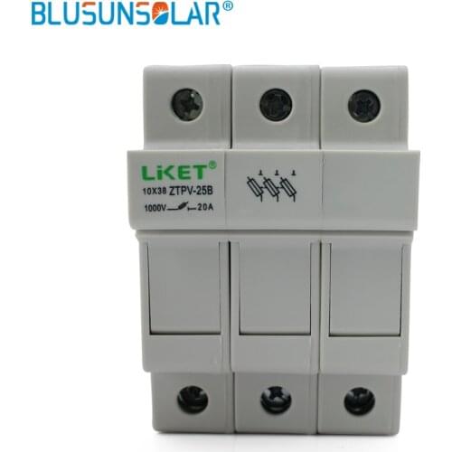 1 piece/lot wholesale DC 1000V 20A 3 pole DIN Rail Mount fuse holder for solar protection
