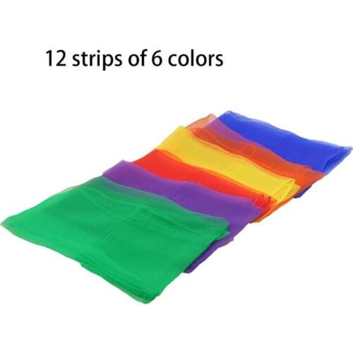 12Pcs Women Girl Square Juggling Chiffon Dance Scarves Magic Tricks Performance Props Kindergarten Candy Color Movement Kerchief