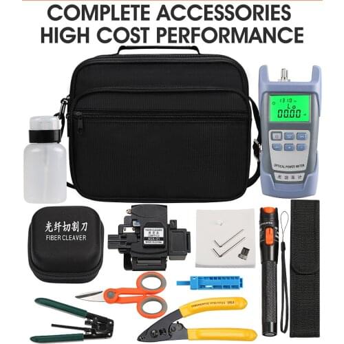 16PCS/set FTTH Fiber Optic Tool Kit with New AUA-X1 Fiber Optical cutter and 5KM Visual Fault Locator Stripper Tool