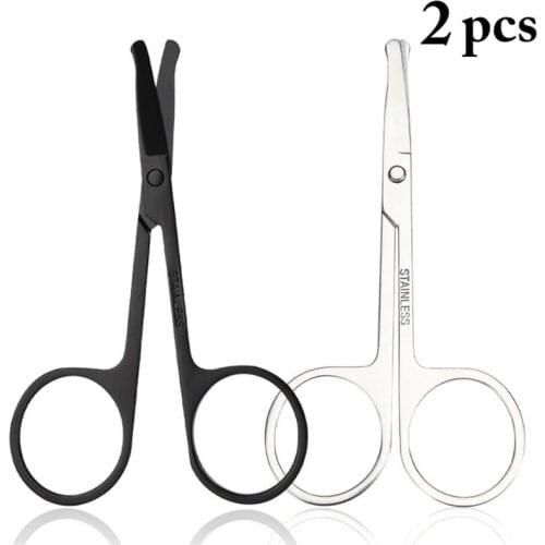 2PCS Kapmore Nose Hair Scissors Mini Stainless Steel Rounded Tip Scissors Beard Scissors Eyebrow Trimmer Beauty Tools
