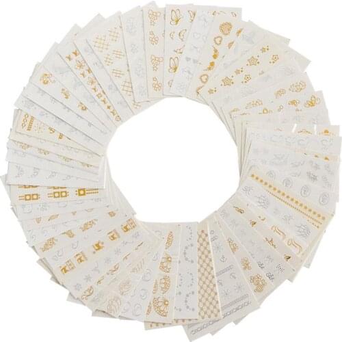 30Pcs/set Gold Silver Diy Nail Sticker Feather Flower Nail Stickers Spider For Nails Manic Decal Nail Art Decoration Design T4T0