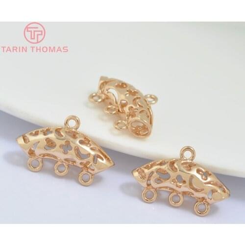 6PCS 16.8x11MM 24K Champagne Gold Color Plated Brass Charms Pendants Connector High Quality Diy Jewelry Accessories