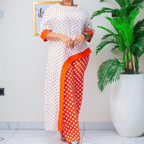 Two 2 Piece Set African Clothes Africa 2021 Dashiki Fashion Print Dresses Suit Bazin Top Pants Elastic Party Plus Size Clothing