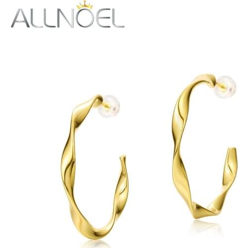 ALLNOEL Brass Earring For Woman Cheap Wholesale Fashion Shaped Twisted Hoop Earrings 2021 Trend Gold Plated Copper Shape Weave