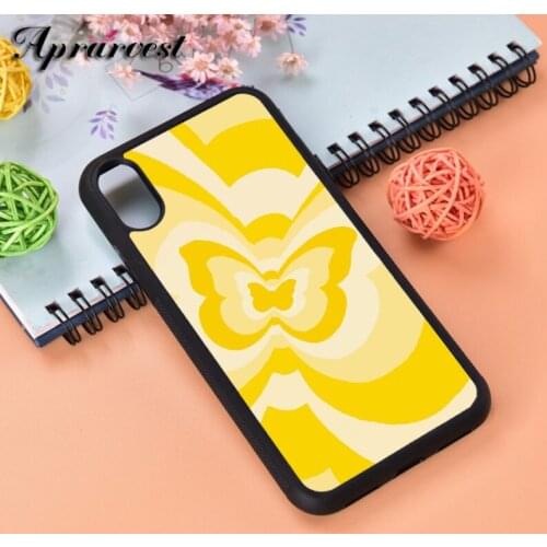 Aprarvest Phone Case Cover For iPhone 6 6S 7 8 PLUS X XS XR 11 12 MINI PRO MAX Butterfly Pattern Heart Love Infinity Yellow