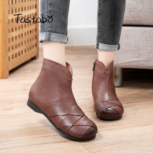 Ankle Boots For Women Square Toe Fashion Shoes Plush Warm Winter Short Boots Zipper Flats with Comfortable Lady Shoes S33922
