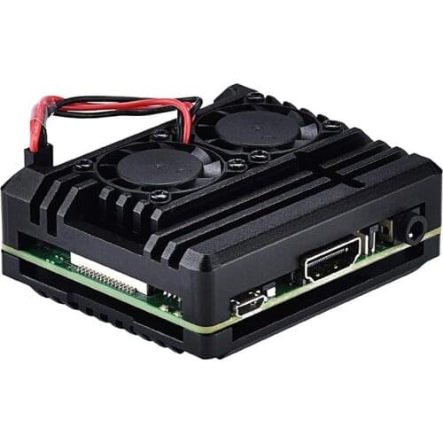 Aokin for Raspberry Pi 3A+ Case Heat Sink Raspberry Pi 3A+ Shell Aluminum Alloy Dual Cooling Fan Case