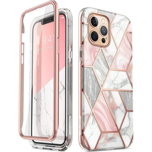 For iPhone 12 Pro Max Case 6.7 inch (2020) I-BLASON Cosmo Full-Body Glitter Marble Bumper Case with Built-in Screen Protector