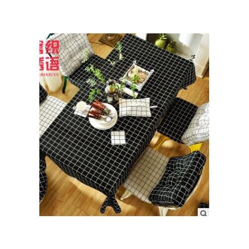 Black white color lattice tablecloth Home cotton linen table cloth household restaurant table cover