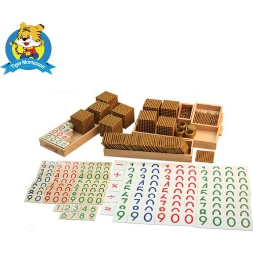 Montessori Kids Toy Baby Wood Golden Bead Materials Learning Educational Preschool Training