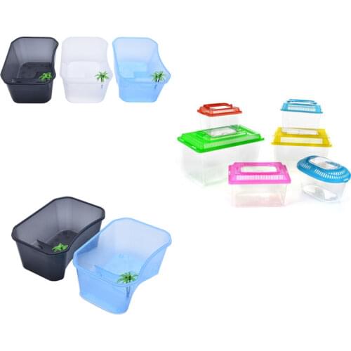 Reptile Vivarium Box for Turtle Tortoise Feeding Box with Basking Platform Tank