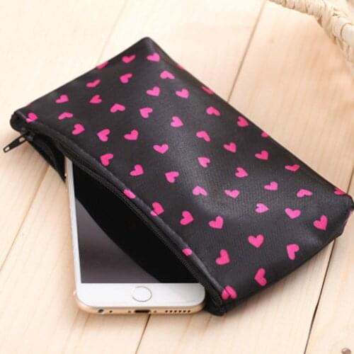 Travel Beautician Cosmetic Bag Satin Waterproof Love Small Makeup Bag Women Storage Package Case Bag Organizer
