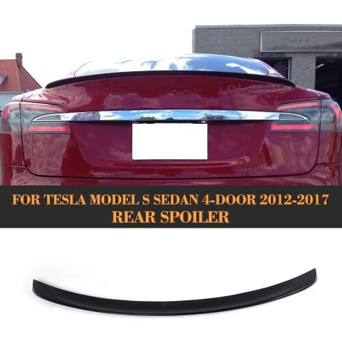 FRP Unpainted Black Primer Car Trunk Lip Spoiler Wing Boot Lips For Tesla Model S Sedan 60 70 75 85 90 D P85D P90D P100D 12-19