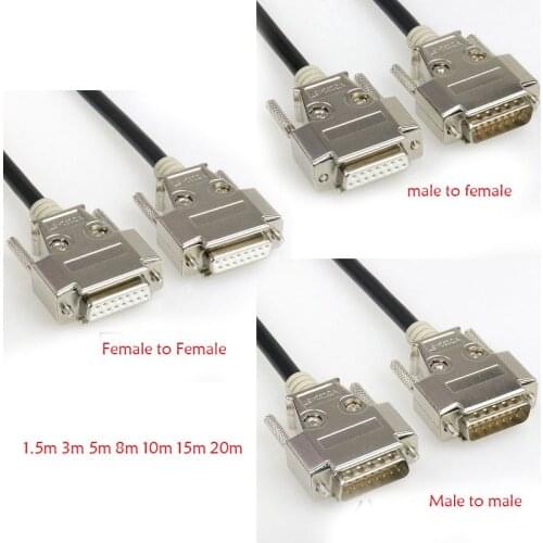 DB15 male to female parallel extension cable 15pin 2 rows pinout black beige color optional 1.5m