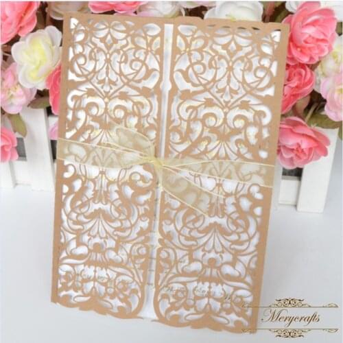 MR020 Classical hot sale delicate and unique design laser cut wedding invitation card