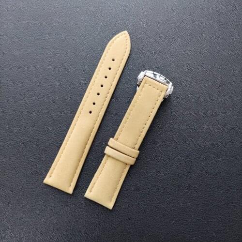 Leather strap 20mm Light brown Replacement strap Folding buckle watchband 20mm