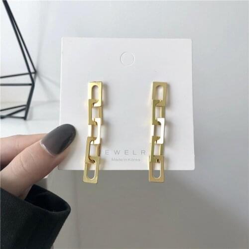 Minimalist Metal Chains Long Drop Earrings 2021 New For Woman Fashion Jewelry Gold Color Korean Summer Dangle Earring Female