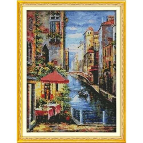 Venetian scene cross stitch kit lanscape garden 14ct 11ct count printed canvas stitching embroidery DIY handmade needlework