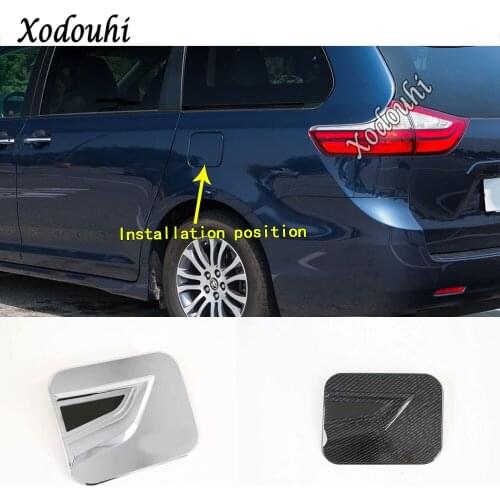 For Toyota Sienna 2018 2019 2020 Car Body Gas/Fuel/Oil Tank Cover Cap Sticker ABS Chrome/Carbon Fiber Auto Car Parts 1pcs