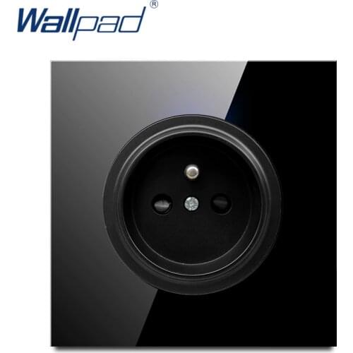 Wallpad 2019 New Arrival Crystal Glass Panel 16A EU French Standard Wall Power Socket Outlet Grounded With Child Protective Lock
