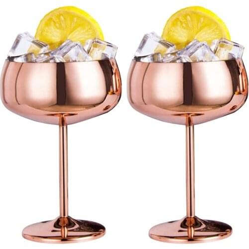 New Copper Coupe Champagne Glasses Set of 2 Stainless Steel Vintage Martini Cocktail Glass Wine Goblet