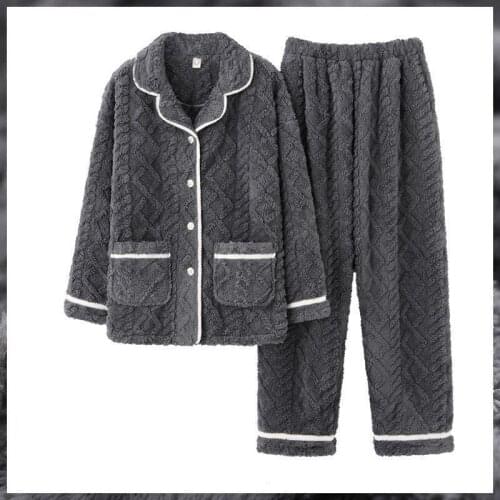 Men Flannel Oversized Pajamas Suit Male Autumn Winter Thickened Plush Large Loose Warm Home Pyjamas Set Loungewear Sleepwear