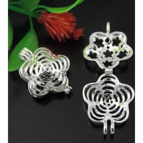 GraceAngie 3pcs Champagne Flower Style Pendant Fragrance Essential Oil Aromatherapy Diffuser Charms Necklace Accessory