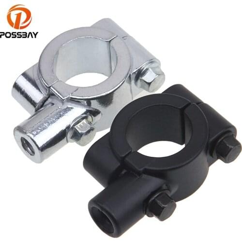 POSSBAY 8MM 7/8" Motorcycle Handlebar Mirror Mount Clamp Motor Rear View Mirror Mount Adapter Holder Clamp Aluminum Black/Chrome