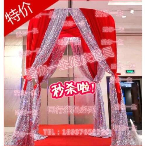 Top selling customized color square canopy/chuppah/arbor drape with swag for wedding decoration ,wedding favors