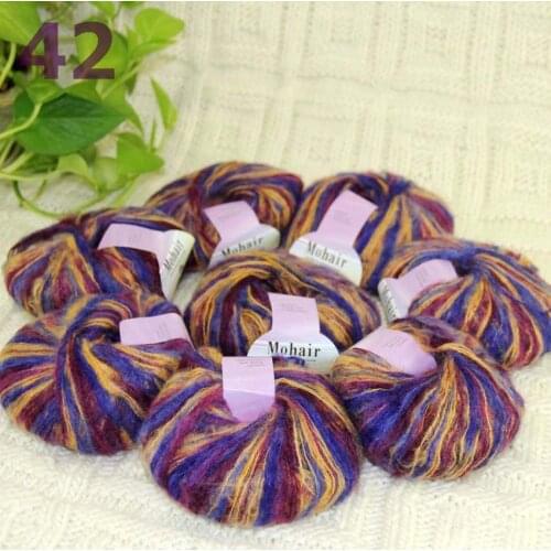 Sale New 8BallsX25g Luxury Soft Mohair Warm Wrap Shawl Hand Knit Crochet Yarn Purple Blue Orange Multi 291-42-8
