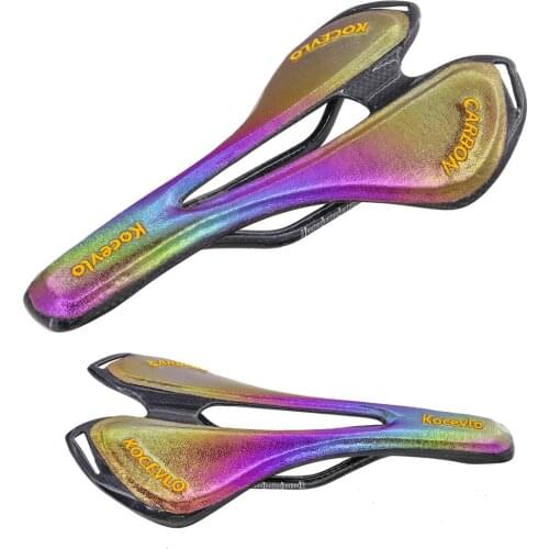 Full carbon Fiber Colorful Bicycle Saddle MTB Road Bike Saddles Rainbow Bike Seat cushion Cycling Seat Shockproof 270*143mm
