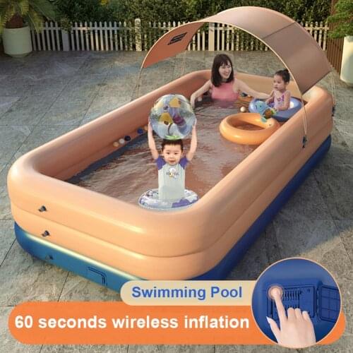 Family Wireless Inflatable Swimming Pool Thick Lounge Pool Summer Sun Water Party Supply For Baby Kids Adult For Outdoor Garden