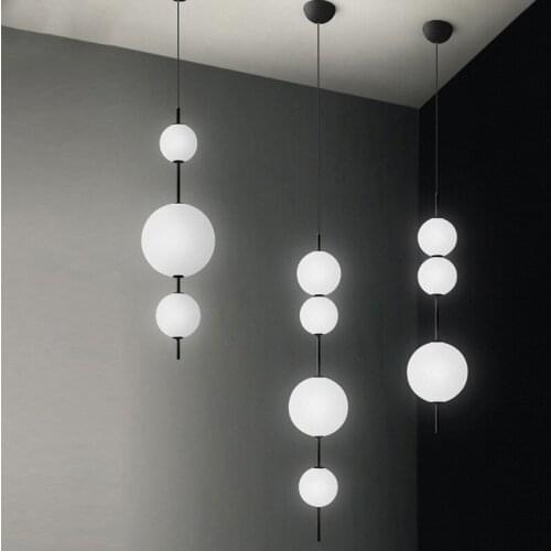 Nordic modern creative string glass ball bedroom dining room chandelier designer personality ins net bar glass chandelier