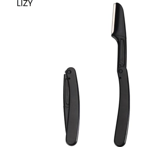 LIZY Foldable Black Eyebrow Trimmer Makeup Sharp Stainless Steel Eyebrow Knife Hair Removal Scraper Shaping Shaver Tools