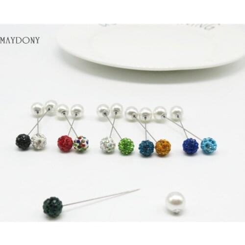 SP133 12pcs/Set Fashion 10mm colors Shambara Crystal Ball Brooch Pin Muslim Hijab Scarf Pins Scarf Clip Wedding Pin For Women