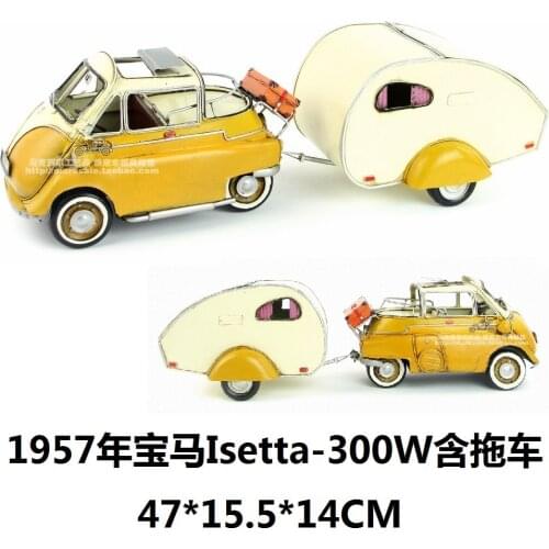 Antique classical car model with trailer retro vintage wrought metal crafts for home/pub/cafe decoration or gift