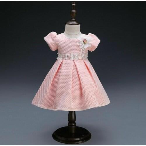 Super Cute Baby Girls Summer Floral Dress Princess Party Tulle Flower Dresses 0-3Y Clothing Pink Ball Gown Appliques Vestidos