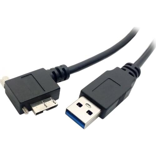 USB 3.0 A Male to Micro B Left Angled 90 Degree Cable with Locking Screws for Nikon D800 D800E D810 5m