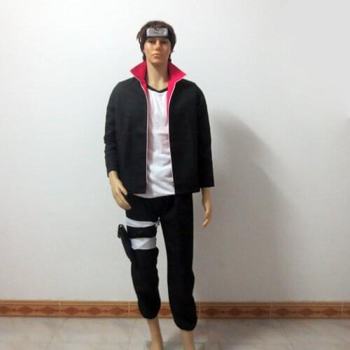 Shippuden Uzumaki Boruto Cosplay Costume Black Sportwear For Halloween Coat Pants Set Tailor made Any Size